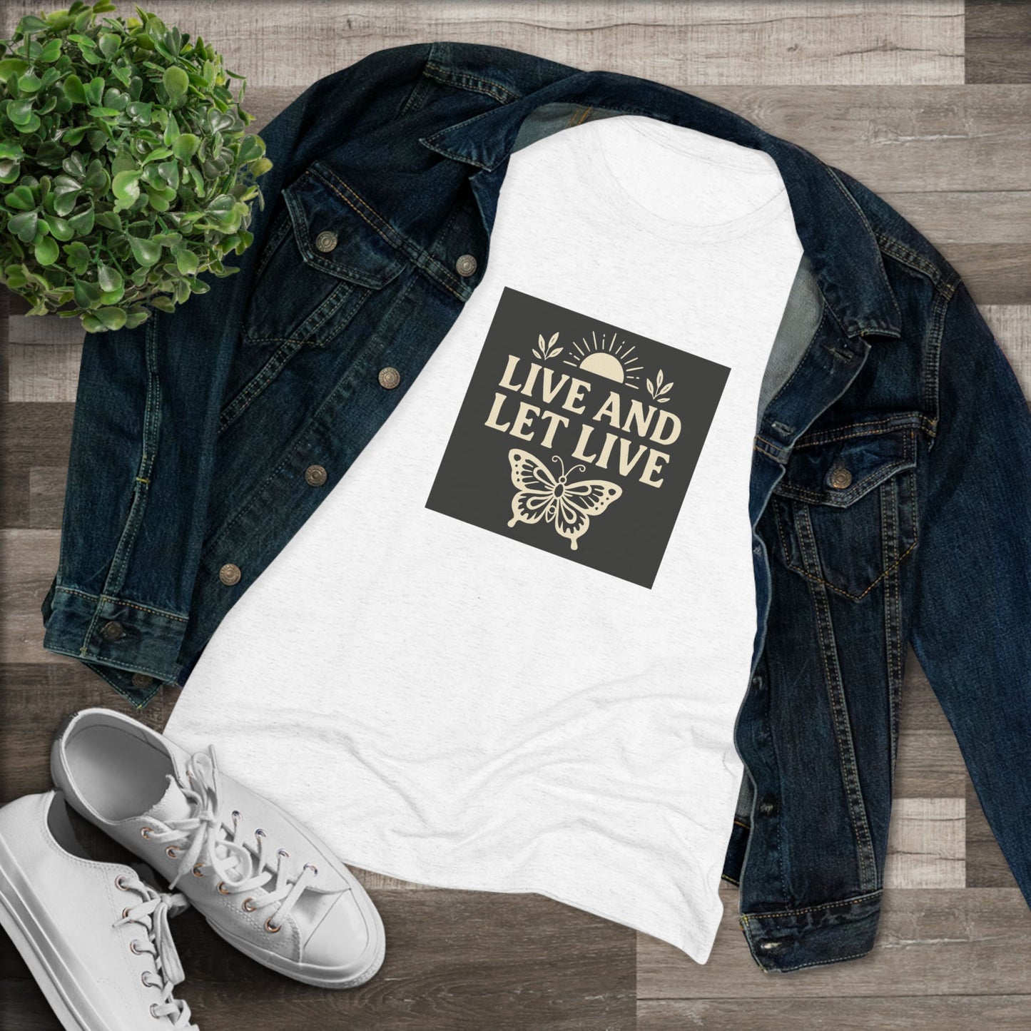 Women's Triblend Tee - Live and Let Live Shirt, Inspirational Tee, Nature Lover Gift, Positive Vibes T-Shirt, Eco-Friendly Apparel